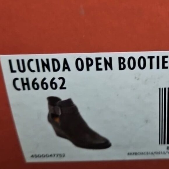 NEW Rockport LUCINDA BLACK LEATHER ANKLE WEDGE HEEL BOOTS CH6662 BOOTIE SZ 10 - Picture 2 of 2